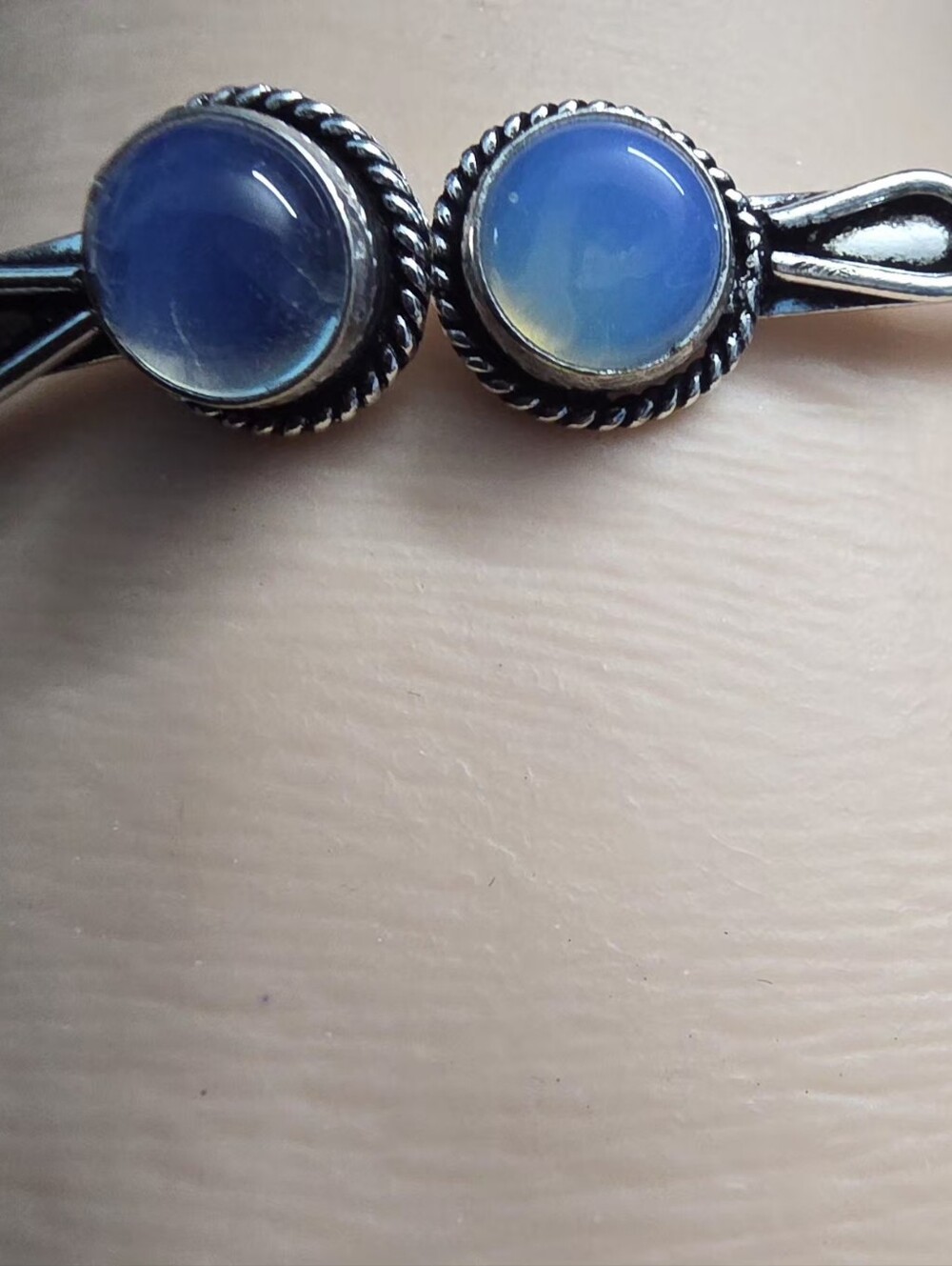 Blue Opalescent Cabochon Women’s Earrings - Unbranded